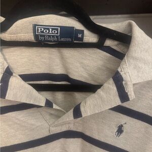 Polo by Ralph Lauren Men's Gray and Navy Striped Shirt